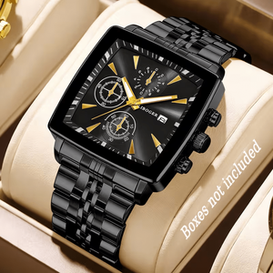 Nouvelle montre à quartz pour homme tendance, carrée, en acier inoxydable, avec chronographe lumineux et affichage du cadran à aiguilles B912 - Product Image 4