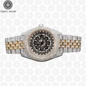 Montre de luxe pour homme Charm_Jewels en acier inoxydable, incrustée de diamants, mouvement mécanique analogique, date automatique, cadran 40 mm, étanche 10 bars - Product Image 1
