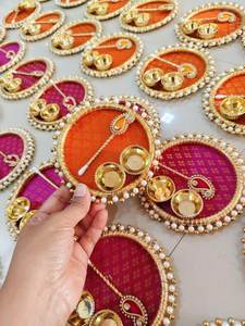 Decorative Wood Handmade Traditional Design Kumkum Platter <b>Mini</b> Roli Chawal <b>Bottles</b> Indian Wedding Favor Gift Housewarming - Product Image 3