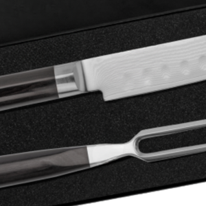 2 Piece Carving <b>Knife</b> and Fork Set Stainless Steel <b>Slicing</b> Blade with Pakkawood Handles for Roast Meat Poultry and Kitchen Use X - Product Image 5