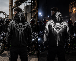 เสื้อฮู้ดดี้ไบค์เกอร์ CE Armored Custom สำหรับผู้ใหญ่ทุกเพศ ผลิตจากโพลีเอสเตอร์/คอตตอน พิมพ์ลายเรืองแสง แขนยาว ระบายอากาศได้ดี แห้งเร็ว คุณภาพสูง - Product Image 2