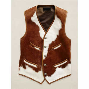 Zipro Industries 2026 Men's Black And <b>White</b> Animal Print Fur Vest V-Neck Single Breasted Casual Winter Outerwear With Pockets - Product Image 6