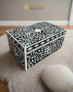 Bone Inlay Decorative <b>Keepsake</b> <b>Box</b> With Handmade Artistic Work For Bedroom Tabletop Office And Living Room - Product Image 5
