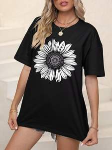 เสื้อยืดโอเวอร์ไซส์ผ้าฝ้ายสำหรับผู้หญิง เสื้อยืดลายกราฟิก แขนสั้น สไตล์วินเทจ เสื้อลำลองสำหรับฤดูร้อน ปี 2026 ผลิตแบบ OEM ขายดี - Product Image 5