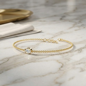 0.50CTW Oval Bezel-Set Diamond Station <b>Bracelet</b> - Product Image 2