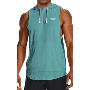 Newest Men's Cut Off <b>Workout</b> Sleeveless <b>Hoodies</b> In Solid Color Gym Muscle Tank Training Gym Wear Customized Made For Men - Product Image 1