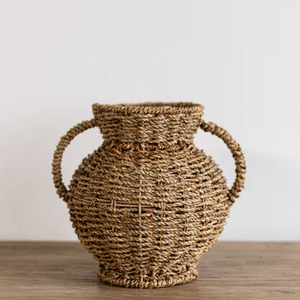 Jarrón Tejido de Pasto Marino Natural con Asas, Hecho a Mano, Ecológico, Decoración del Hogar, Estilo Bohemio, para Pedidos al por Mayor - Product Image 1