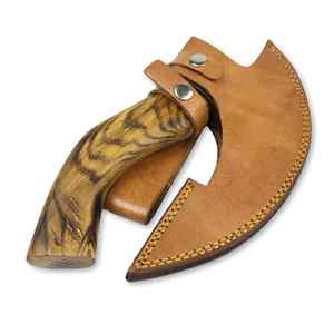 Hacha de Pizza de Acero con Alto Contenido de Carbono, Grado Industrial, con Funda de Cuero Fino y Mango de Madera, Forjada a Mano, Estilo Vikingo, para Cortar Pizza - Product Image 3