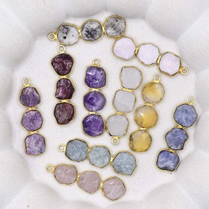 Natural Pink <b>Opal</b> <b>Pendant</b> | Three Stone Raw Gemstone Charm | Handmade Gold Jewelry - Product Image 5