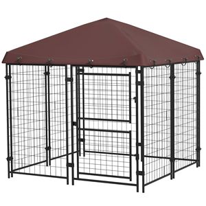 Cuccia per Cani da Esterno in Argento con Porta Grande 4.6x5ft, Tettoia Impermeabile, Gabbia per Animali Domestici - Product Image 1