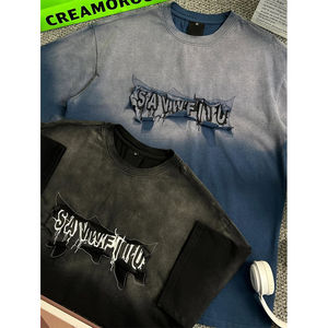 Camiseta Personalizada para Hombre, 100% Algodón, Lavado Degradado, Estilo Patchwork, Bordado, Estilo Urbano, Alta Calidad, Ecológica, Transpirable - OEM - Product Image 1