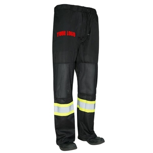 Men's <b>Black</b> <b>Work</b> <b>Pants</b> With Reflective Stripes And Mesh Panels For Safety Wear - Product Image 3