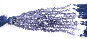 Cuentas de Iolita Natural AAA, Forma de Pera Facetada, 5x7 mm, Color Azul, Hilo de 8 Pulgadas, Calidad Premium - Product Image 2