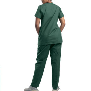 2026 Custom OEM Fashion Wear Multi Pockets Women New Arrival Zipper V Neck Design Plain Nursing Women's <b>Scrub</b> Suits Needle - Product Image 3