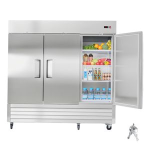 Frigorifero Commerciale in Acciaio Inossidabile 85"W 69 Cu.Ft. Frigorifero Verticale a 3 Porte con Sbrinamento Automatico e 12 Regolazioni - Product Image 1