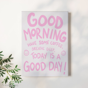 Impresión en lienzo para cocina, póster tipográfico con cita positiva sobre café matutino, decoración minimalista para pared de cafetería - Product Image 1
