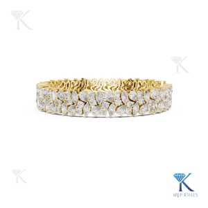Luxury Bridal Diamond Statement Bracelet Multi Row Pear Marquise Cluster <b>Bangle</b> 14K 18K <b>Solid</b> <b>Gold</b> Women Fine Jewelry Wholesale - Product Image 1