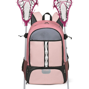 <b>Black</b> Lacrosse <b>Backpack</b> with Bottom Shoe Pocket External Helmet Mesh and Side Water Bottle Holder for Sports - Product Image 6