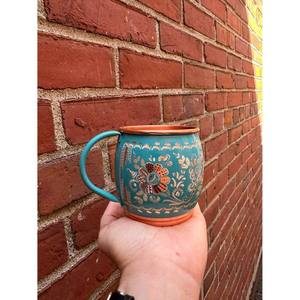 Handmade <b>Enamel</b> Copper Mug Floral Engraved Coffee Tea <b>Cup</b> Vintage Turkish Style Copper Drinkware Gift for Her - Product Image 5