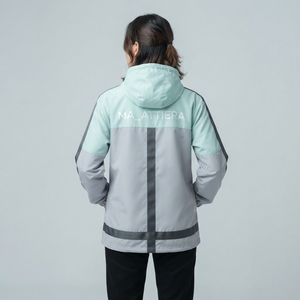 Veste coupe-vent à capuche pour homme, légère, à blocs de couleur, avec fermeture éclair intégrale, pour sports de plein air, avec ourlet réglable - Product Image 2