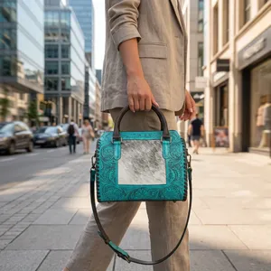 Sac à bandoulière sport en cuir véritable pour femme avec chaînes en polyester, deux sangles et fermeture éclair – Sac de voyage quotidien pour l'extérieur - Product Image 3