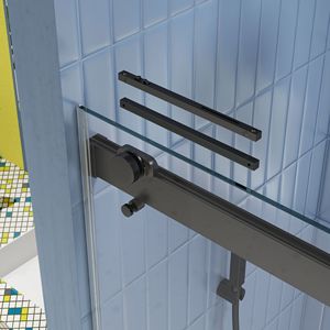 Porta doccia 6074 Bypass con sistema Soft Close 5/16 \ "vetro temperato e porta scorrevole con finitura nera opacizzato - Product Image 5