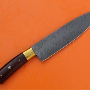 Couteau en acier Damas fait main pour la cuisine, couteau à légumes pour usage quotidien, couteau de chef en acier Damas avec manche en bois - Product Image 1