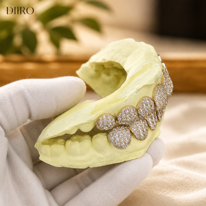 Grillz Hip Hop plaqué or jaune 14K, micro-incrustation de moissanite taille brillant rond, bijoux dentaires unisexe pour soirée - Product Image 5