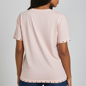 Camiseta de Mujer de Alta Calidad, Corte Holgado, Cuello Redondo, Manga Corta, Ligera, Diseño Personalizado con Botones, Transpirable, Estilo Hip Hop - Product Image 6