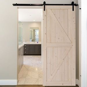36 Pollici. X 84 Pollici Porta Scorrevole in Legno di Abete Massiccio Non Finito con Telaio a K, Montaggio Semplice Fai-da-Te Richiesto - per Bagno, Hotel, Interni - Product Image 6