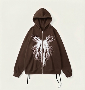 Sweat à capuche zippé noir pour homme, coupe classique, en coton molletonné blanc, imperméable, écologique, pour l'hiver - Product Image 5