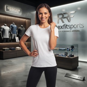 REXFITSPORTS 2026 เสื้อยืดสีขาวล้วนสำหรับผู้หญิง แขนสั้น คอกลม ผ้าฝ้าย ผลิตโดยผู้ผลิตเสื้อยืดแบบสั่งทำพิเศษ - Product Image 5