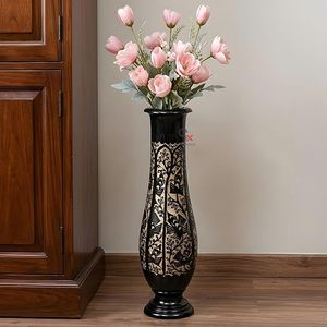 Black Brass Modern Round Flower <b>Vase</b> Tall Floor <b>Standing</b> Decorative Handmade Tabletop Home Wedding Decor - Product Image 3