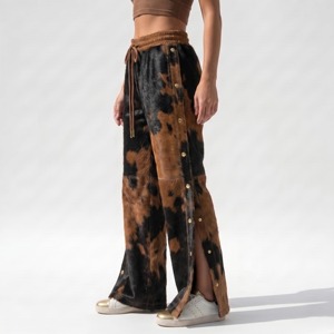 <b>Women</b> Premium Genuine Cowhide Leather Pants High Rise Vintage Fashion Casual Streetwear Stylish Boutique Custom OEM Bulk - Product Image 1