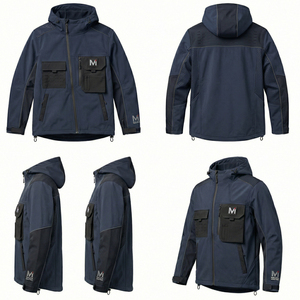 Factory Direct Coated Unisex Streetwear <b>Winter</b> Hooded Windbreaker <b>Jacket</b> <b>Waterproof</b> Front Logo Eco-Friendly Anti-Bacterial - Product Image 6