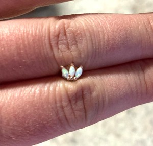 18K Gold 925 Silver 6x3mm Natural Ethiopian <b>Opal</b> Stone <b>Stud</b> <b>Earrings</b> Prong Setting Minimalist Tiny Dainty Fine Jewelry for Women - Product Image 3