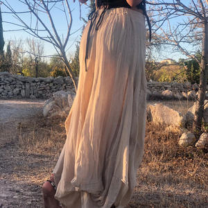 Falda Maxi Boho de Algodón, Falda Asimétrica Estilo Bohemio para Festival, Falda Fluida de Cintura Alta, Regalo para Ella a Precio de Mayoreo - Product Image 3