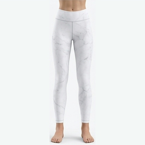 Leggings respirants et sportifs pour femmes, taille haute, longueur intégrale, imprimé marbré, extensibles, tricotés en Spandex et Polyester, style basique toutes saisons - Product Image 1