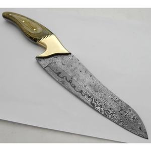 Couteau de chef personnalisé fait main Jexmoo, lame en acier Damas, 7 pouces, épaisseur 3,0 mm, manche en bois, étui en cuir - Cadeau - Product Image 1