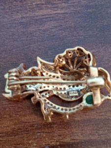 <b>Gold</b> Plated Bird Brooch with Moissanite and Polki Pave Setting Unisex Wedding Fashion Accessory for <b>Clothes</b> - Product Image 2