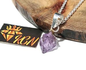 Natural Raw Amethyst <b>Pendant</b> 925 Sterling Silver Handmade Rough Gemstone Third Party Certified Bezel Set <b>Pendant</b> Necklace - Product Image 1