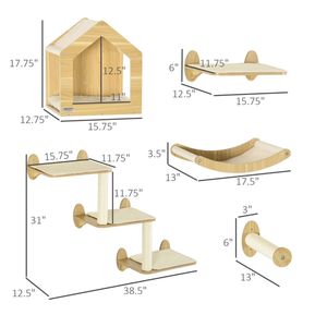 Set di Mensole Regolabili per Gatti, Torre per Gatti Robusta e Grande Cuccia per Gatti per Tirare e Scrattare - Product Image 4