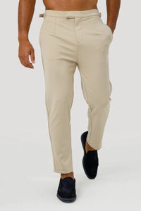 Pantalones de Hombre Beige de Corte Recto, Cintura Media, Transpirables, Estilo Casual Elegante con Bolsillos Laterales - Product Image 3