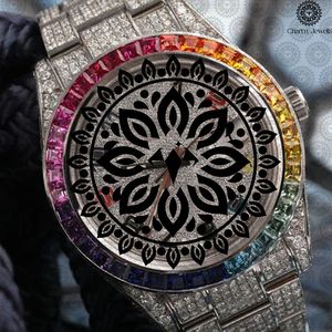 Charm Jewells Montre de luxe pour femme en acier inoxydable, mouvement à quartz analogique, cristal saphir, lunette en diamant, 38 mm - Product Image 2