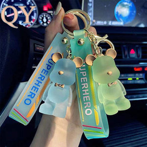 QY Anime Style Crystal <b>Bear</b> Keychain <b>Cute</b> Cartoon <b>Bear</b> with Bow Tie Rubber Bag Charm Key Ring Gift for Men Women Wholesale - Product Image 4