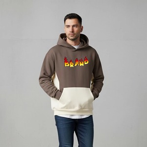 Sudadera con Capucha de Forro Polar 100% Algodón para Hombre, Diseño Color Block, con Logotipo Personalizado Impreso en DTF, Estilo Urbano Oversize, Invierno 2027 - Product Image 4