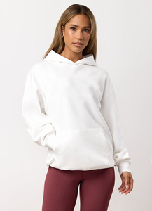 Women Oversized Pullover Hoodie Heavy Fleece Solid Color Basic Sweatshirt Kangaroo Pocket Luxury Casual <b>Top</b> - Product Image 3