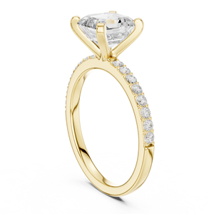 Joyería Fina para Mujer Disponible en Oro Amarillo de 14k, Anillo de Diamante Cultivado en Laboratorio con Corte Asscher Certificado por GRA, con Banda con Acentos Laterales Pavimentados - Product Image 3
