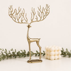 Wholesale Nordic Style Christmas Reindeer <b>Statue</b> Premium <b>Gold</b> Finish Aluminum Metal Elk Sculpture For Holiday Party Decoration - Product Image 2
