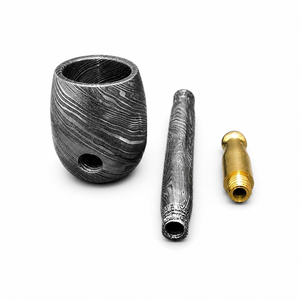 Jexmoo Pipa de Fumar Reutilizable de Acero de Damasco Hecha a Mano, de Metal Premium, con Funda de Cuero, Regalo para Papá, Esposo, Novio - Product Image 2